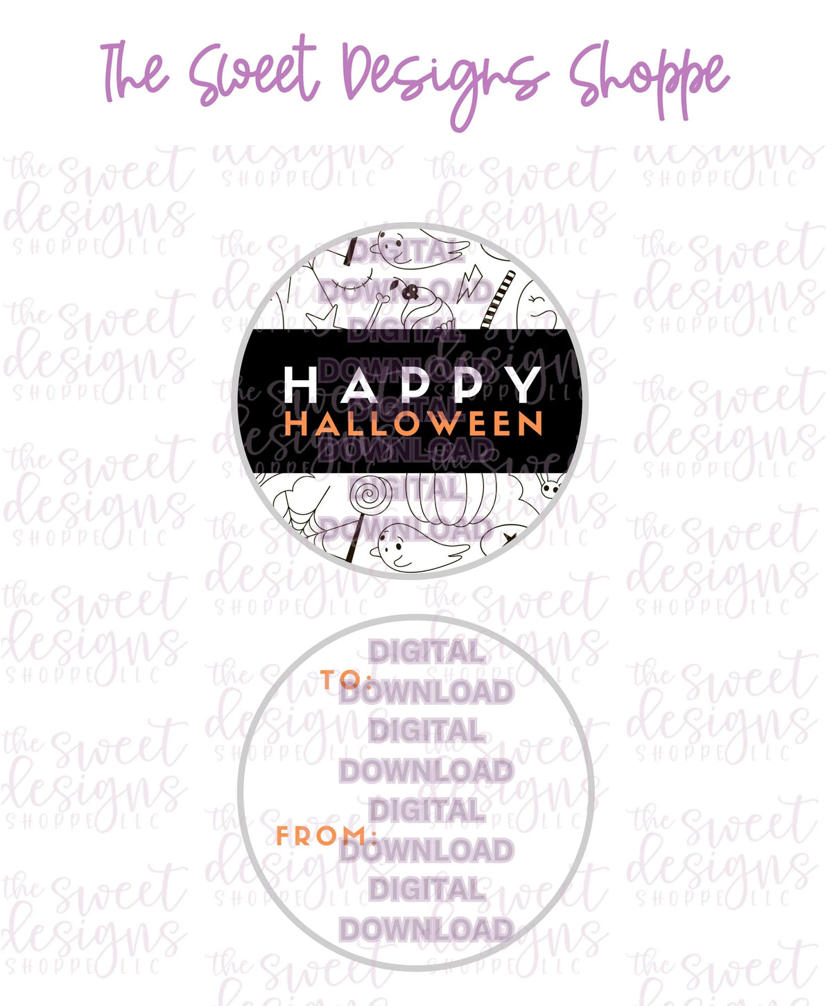 E-TAG - Happy Halloween #2 - Digital Instant Download 2" Round Tag - The Sweet Designs Shoppe - TSDS - - 2" Round,ALL,Circle,Download,E-Tag,Halloween,Promocode,Round Tag,TAG,Tags
