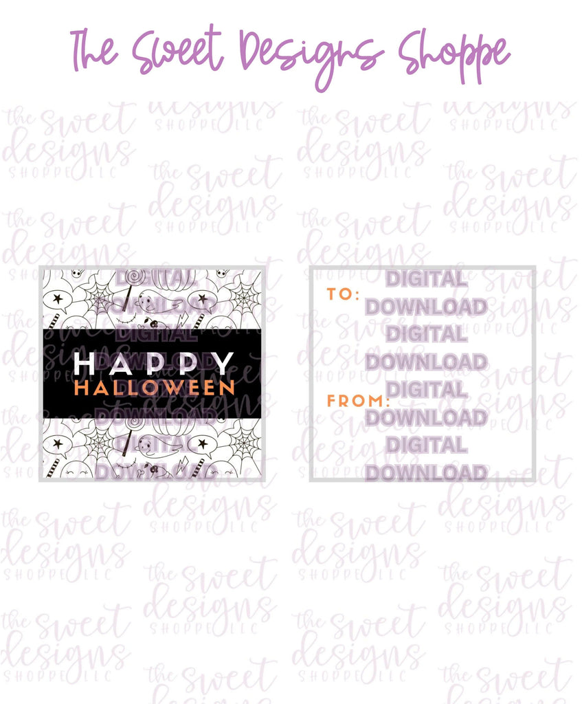 E-TAG - Happy Halloween #2 - Digital Instant Download 2" x 2" Tag - The Sweet Designs Shoppe - - ALL, Download, E-Tag, halloween, Promocode, square, TAG, Tags