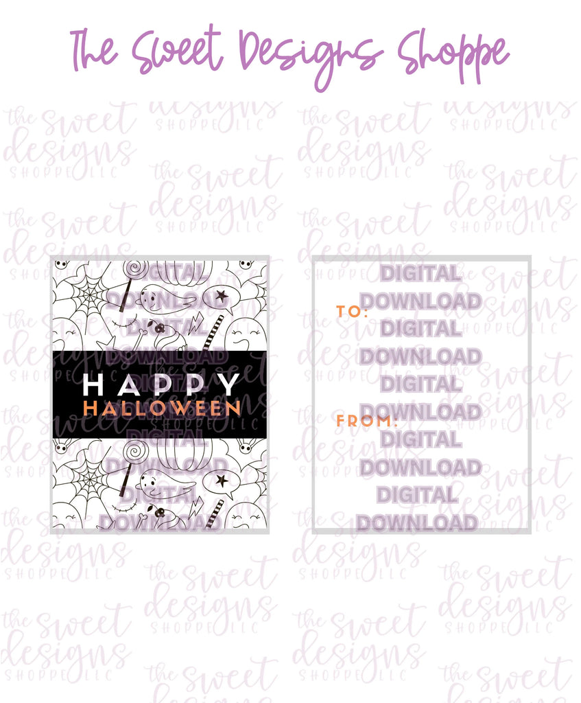 E-TAG - Happy Halloween #2 - Digital Instant Download 2" x 2.5" tag - Sweet Designs Shoppe - - ALL, Download, E-Tag, halloween, Promocode, rectangle, TAG, Tags