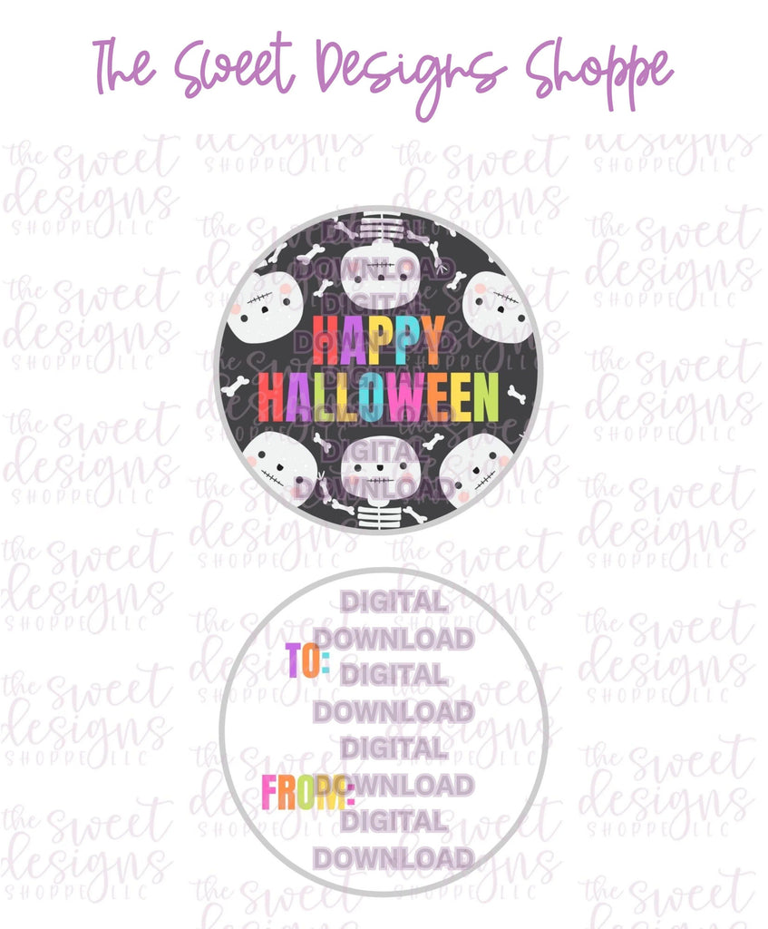 E-TAG - Happy Halloween #3 - Digital Instant Download 2" Round Tag - The Sweet Designs Shoppe - - 2" Round, ALL, Circle, Download, E-Tag, Halloween, Promocode, Round Tag, TAG, Tags