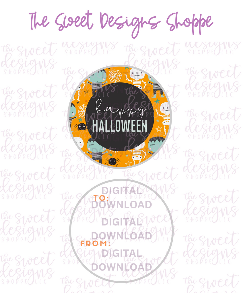 E-TAG - Happy Halloween #4 - Digital Instant Download 2" Round Tag - Sweet Designs Shoppe - - 2" Round, ALL, Circle, Download, E-Tag, Halloween, Promocode, Round Tag, TAG, Tags