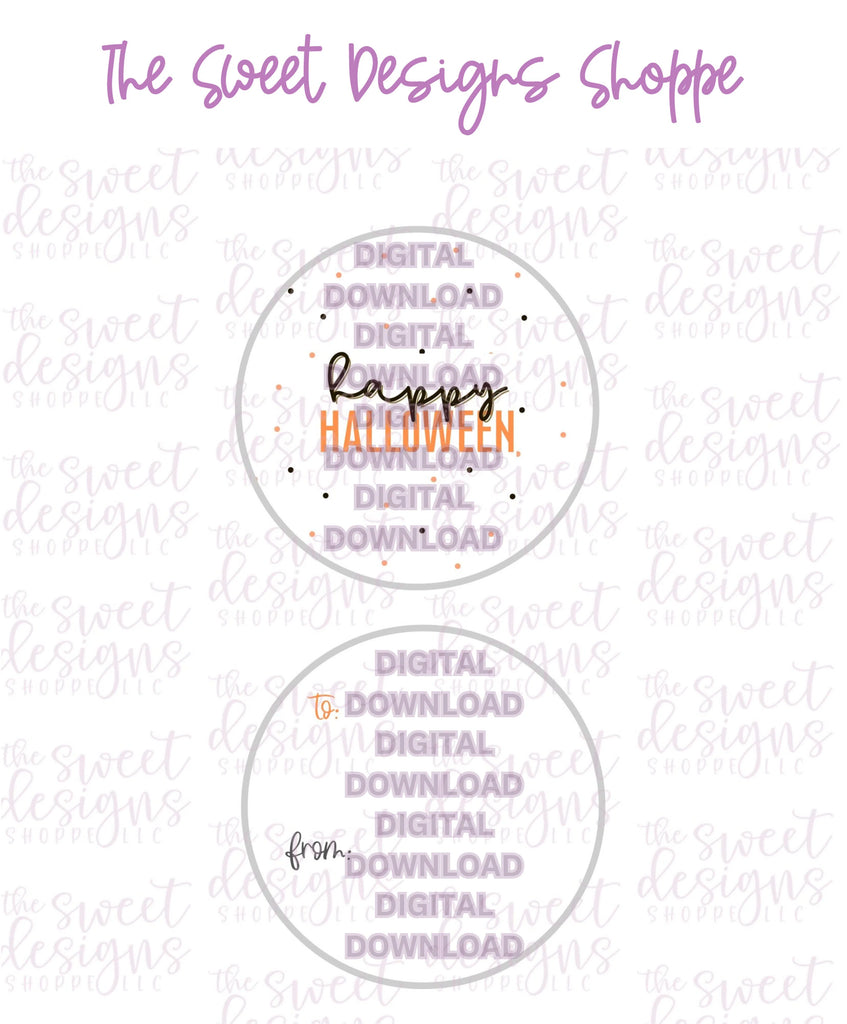 E-TAG - Happy Halloween #5 - Digital Instant Download 2" Round Tag - Sweet Designs Shoppe - - 2" Round, ALL, Circle, Download, E-Tag, Halloween, Promocode, Round Tag, TAG, Tags