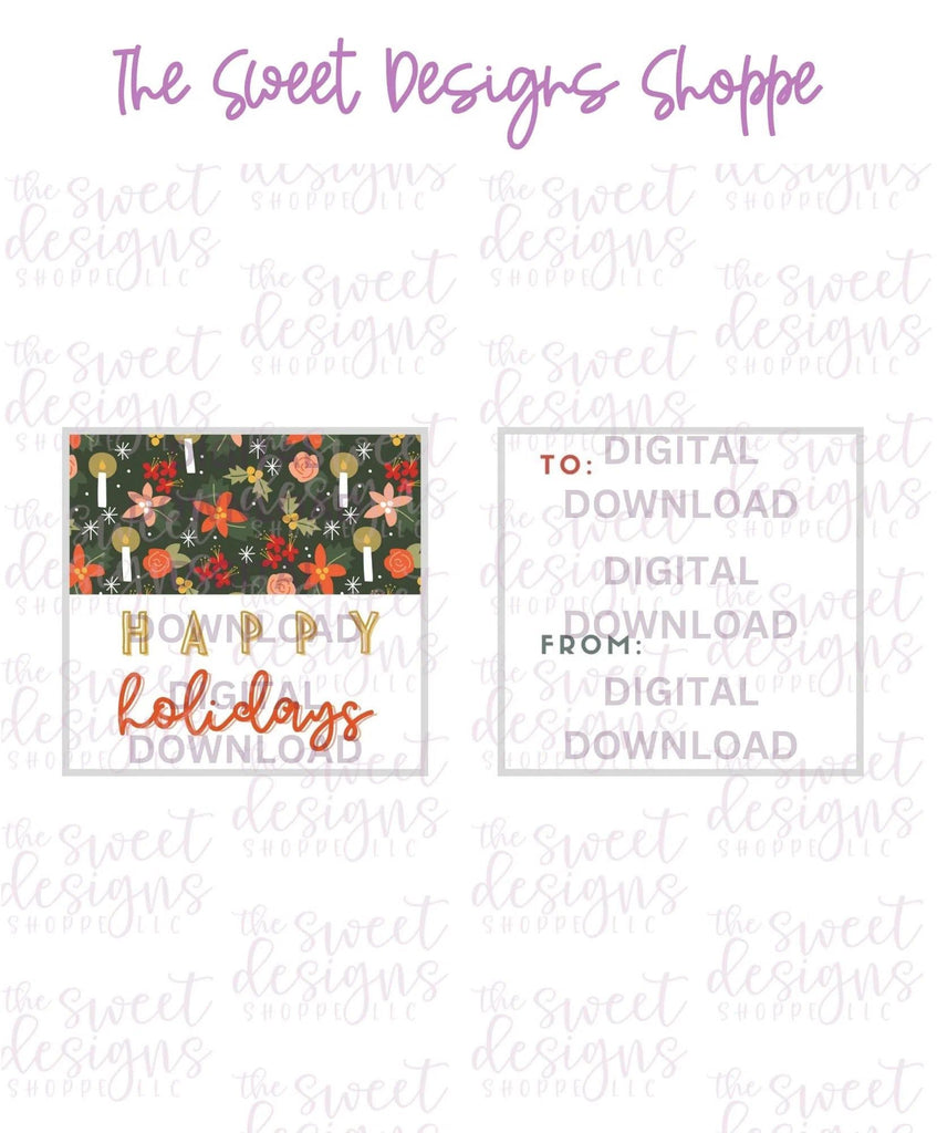 E-TAG - Happy Holidays #3 - Digital Instant Download 2" x 2" Tag - The Sweet Designs Shoppe - - ALL, Christmas, Download, E-Tag, Promocode, square, TAG, Tags