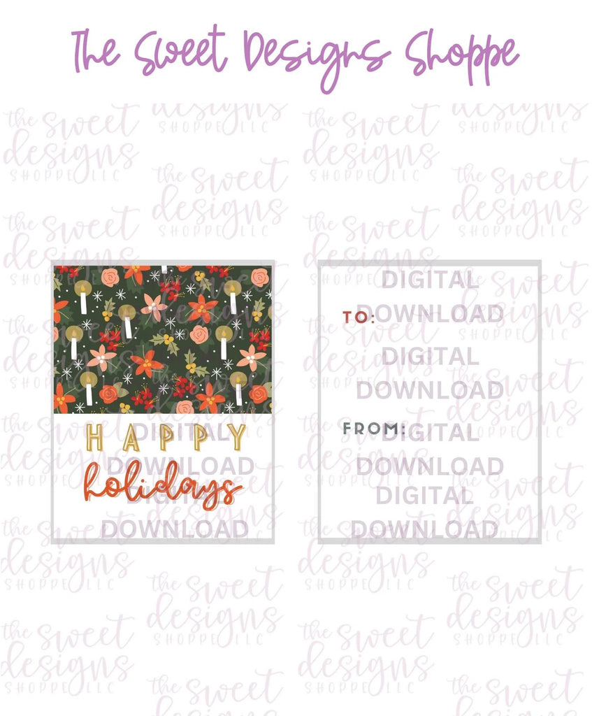E-TAG - Happy Holidays #3 - Digital Instant Download 2" x 2.5" tag - Sweet Designs Shoppe - - ALL, Christmas, Download, E-Tag, Promocode, rectangle, TAG, Tags