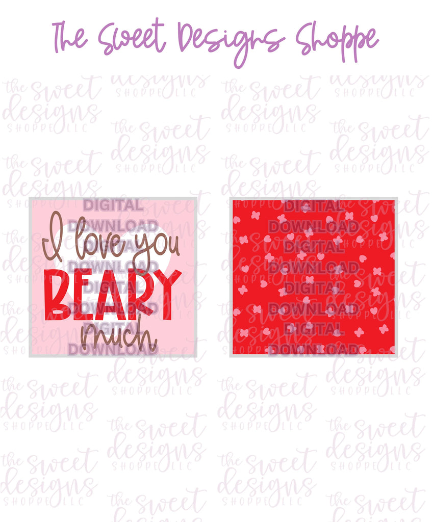 E-TAG - I Love You BEARY Much - Digital Instant Download 2" x 2" Tag - Sweet Designs Shoppe - - ALL, Download, E-Tag, Promocode, square, TAG, Tags, valentine, valentines
