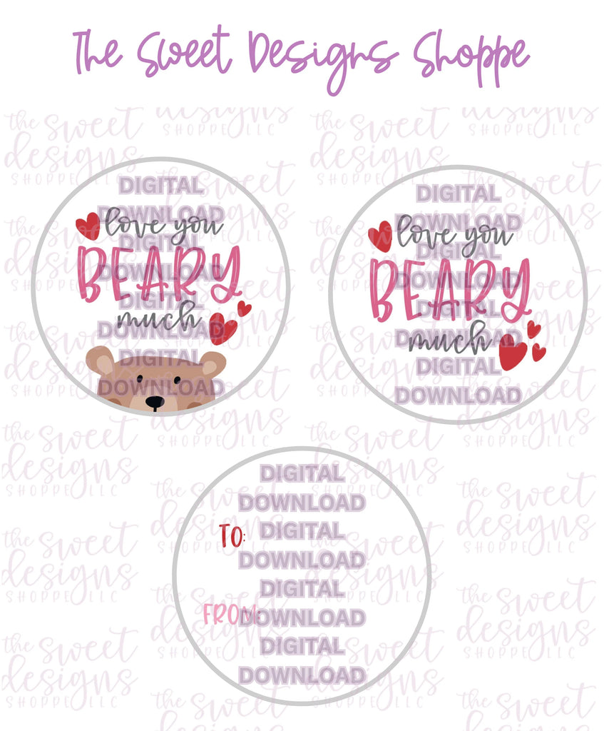 E-TAG - Love you BEARY much - Digital Instant Download 2" Round Tag - Sweet Designs Shoppe - - 2" Round, ALL, E-Tag, mother, Promocode, Round Tag, TAG, Tags, Valentines