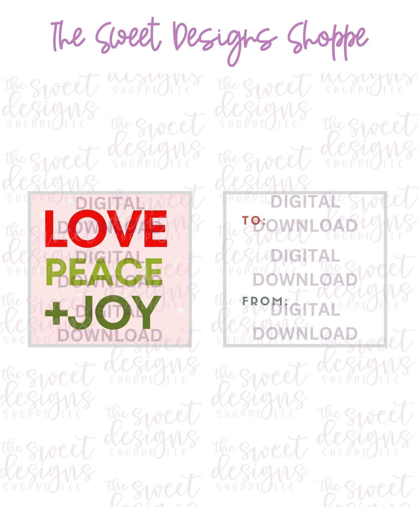 E-TAG - LovePeace+Joy #1 - Digital Instant Download 2" x 2" Tag - Sweet Designs Shoppe - - ALL, Christmas, Download, E-Tag, Promocode, square, TAG, Tags