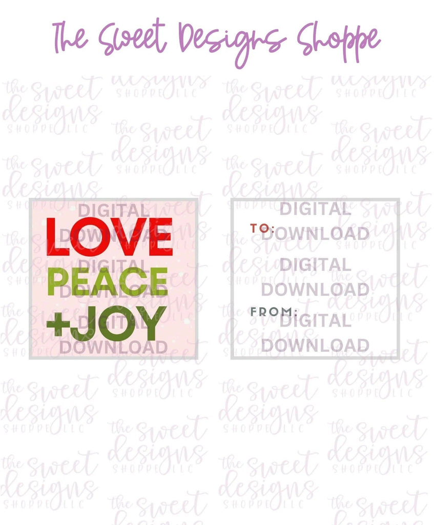 E-TAG - LovePeace+Joy #1 - Digital Instant Download 2" x 2" Tag - The Sweet Designs Shoppe - - ALL, Christmas, Download, E-Tag, Promocode, square, TAG, Tags