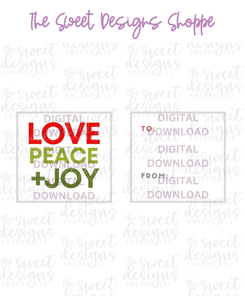 E-TAG - LovePeace+Joy #2 - Digital Instant Download 2" x 2" Tag - Sweet Designs Shoppe - - ALL, Christmas, Download, E-Tag, Promocode, square, TAG, Tags