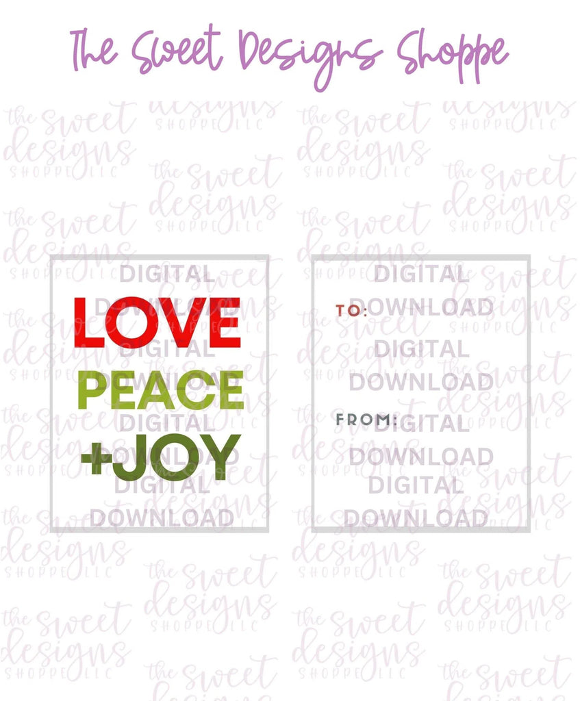 E-TAG - LovePeace+Joy #2 - Digital Instant Download 2" x 2.5" tag - Sweet Designs Shoppe - - ALL, Christmas, Download, E-Tag, Promocode, rectangle, TAG, Tags