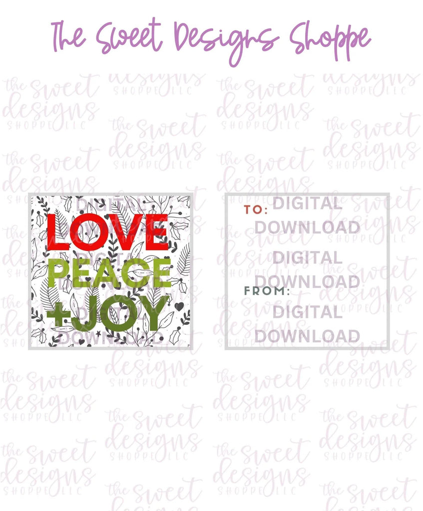 E-TAG - LovePeace+Joy #3 - Digital Instant Download 2" x 2" Tag - Sweet Designs Shoppe - - ALL, Christmas, Download, E-Tag, Promocode, square, TAG, Tags