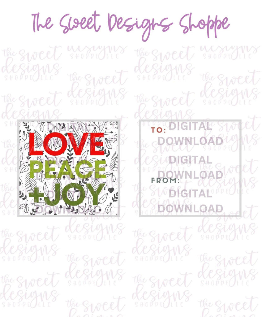 E-TAG - LovePeace+Joy #3 - Digital Instant Download 2" x 2" Tag - The Sweet Designs Shoppe - - ALL, Christmas, Download, E-Tag, Promocode, square, TAG, Tags