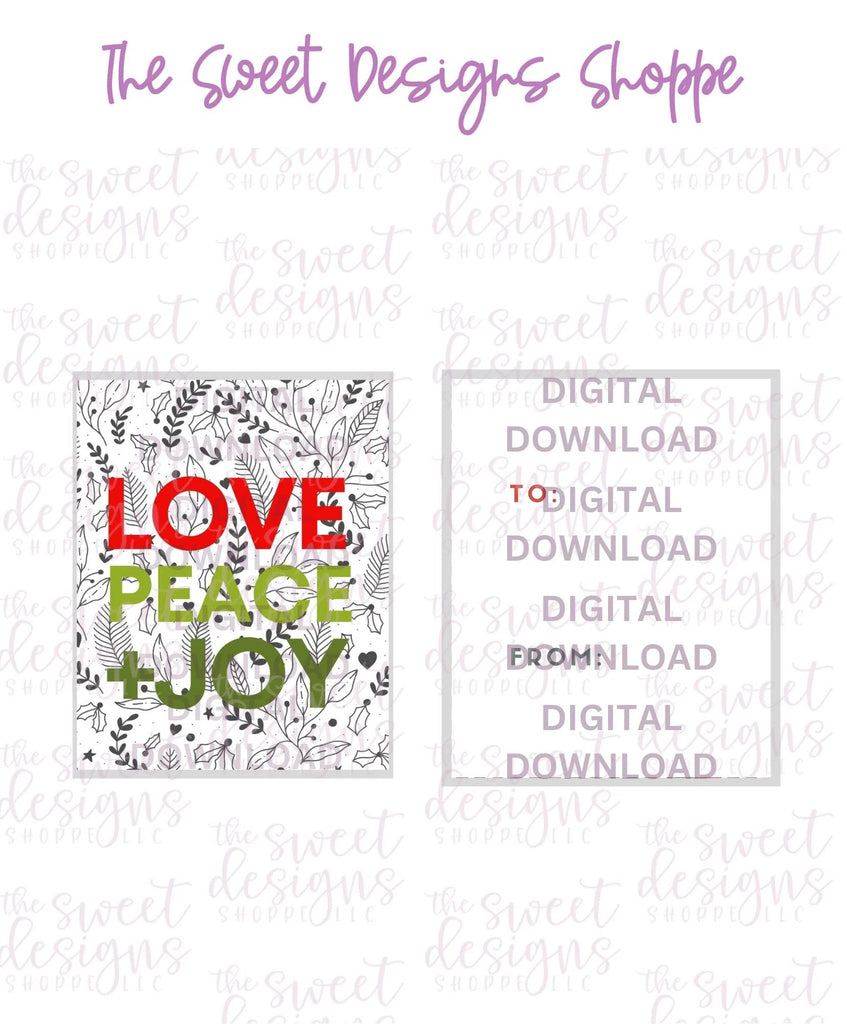 E-TAG - LovePeace+Joy #3 - Digital Instant Download 2" x 2.5" tag - Sweet Designs Shoppe - - ALL, Christmas, Download, E-Tag, Promocode, rectangle, TAG, Tags