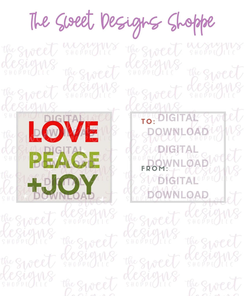 E-TAG - LovePeace+Joy #4 - Digital Instant Download 2" x 2" Tag - Sweet Designs Shoppe - - ALL, Christmas, Download, E-Tag, Promocode, square, TAG, Tags