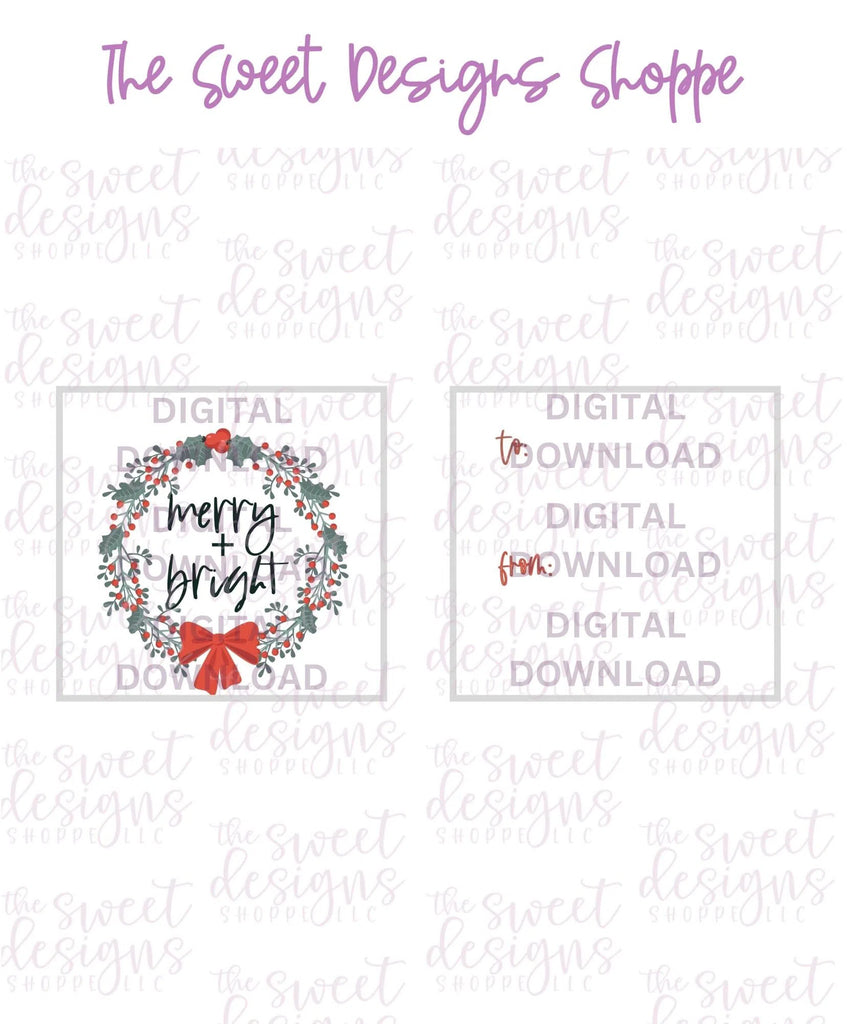 E-TAG - Merry+Bright #3 - Digital Instant Download 2" x 2" Tag - Sweet Designs Shoppe - - ALL, Christmas, Download, E-Tag, Promocode, square, TAG, Tags