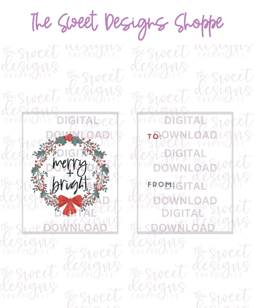 E-TAG - Merry+Bright #3 - Digital Instant Download 2" x 2.5" tag - Sweet Designs Shoppe - - ALL, Christmas, Download, E-Tag, Promocode, rectangle, TAG, Tags