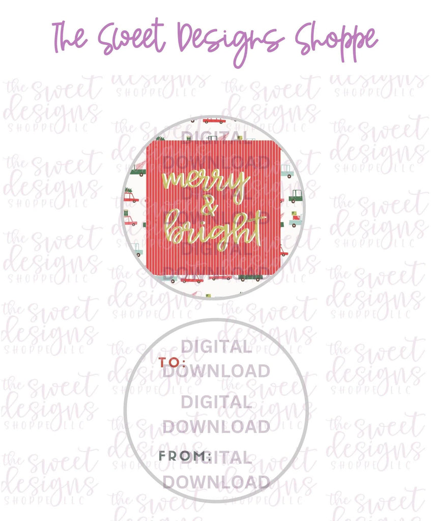 E-TAG - Merry+Bright #4 - Digital Instant Download 2" Round Tag - Sweet Designs Shoppe - - 2" Round, ALL, Christmas, Circle, Download, E-Tag, Promocode, Round Tag, TAG, Tags