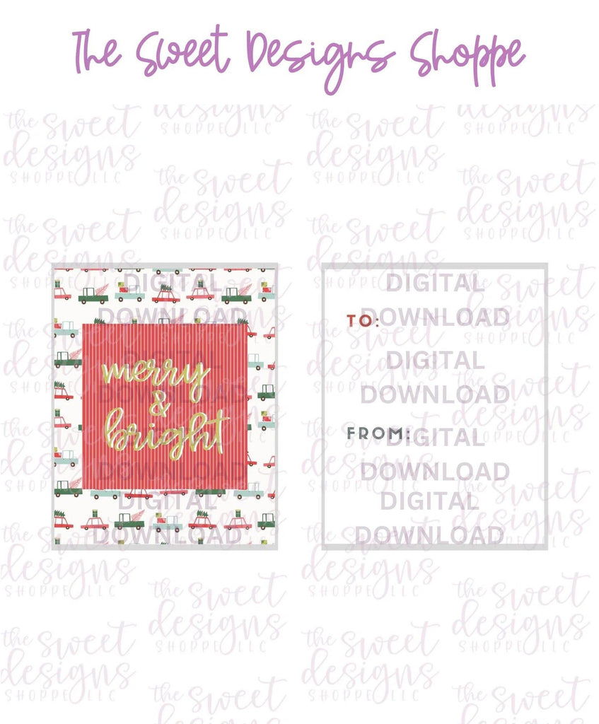 E-TAG - Merry+Bright #4 - Digital Instant Download 2" x 2.5" tag - Sweet Designs Shoppe - - ALL, Christmas, Download, E-Tag, Promocode, rectangle, TAG, Tags