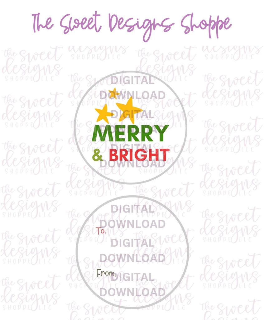 E-TAG - Merry+Bright #5 - Digital Instant Download 2" Round Tag - Sweet Designs Shoppe - - 2" Round, ALL, Christmas, Circle, Download, E-Tag, Promocode, Round Tag, TAG, Tags