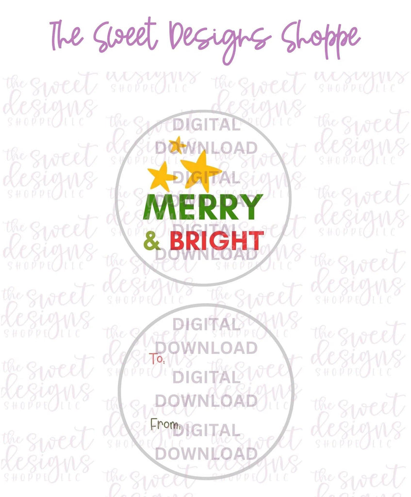 E-TAG - Merry+Bright #5 - Digital Instant Download 2" Round Tag - The Sweet Designs Shoppe - - 2" Round, ALL, Christmas, Circle, Download, E-Tag, Promocode, Round Tag, TAG, Tags