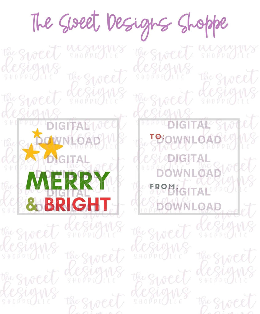 E-TAG - Merry+Bright #5 - Digital Instant Download 2" x 2" Tag - Sweet Designs Shoppe - - ALL, Christmas, Download, E-Tag, Promocode, square, TAG, Tags