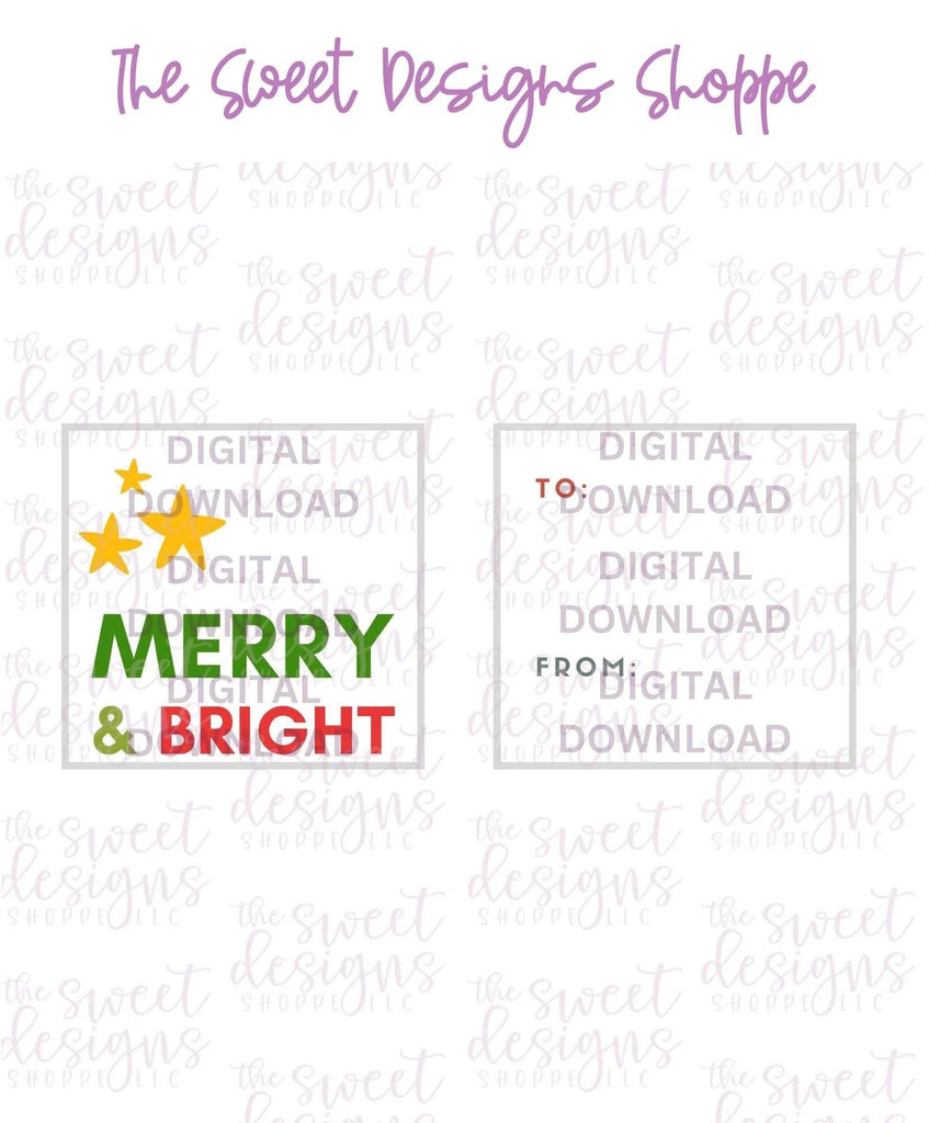 E-TAG - Merry+Bright #5 - Digital Instant Download 2" x 2" Tag - The Sweet Designs Shoppe - - ALL, Christmas, Download, E-Tag, Promocode, square, TAG, Tags