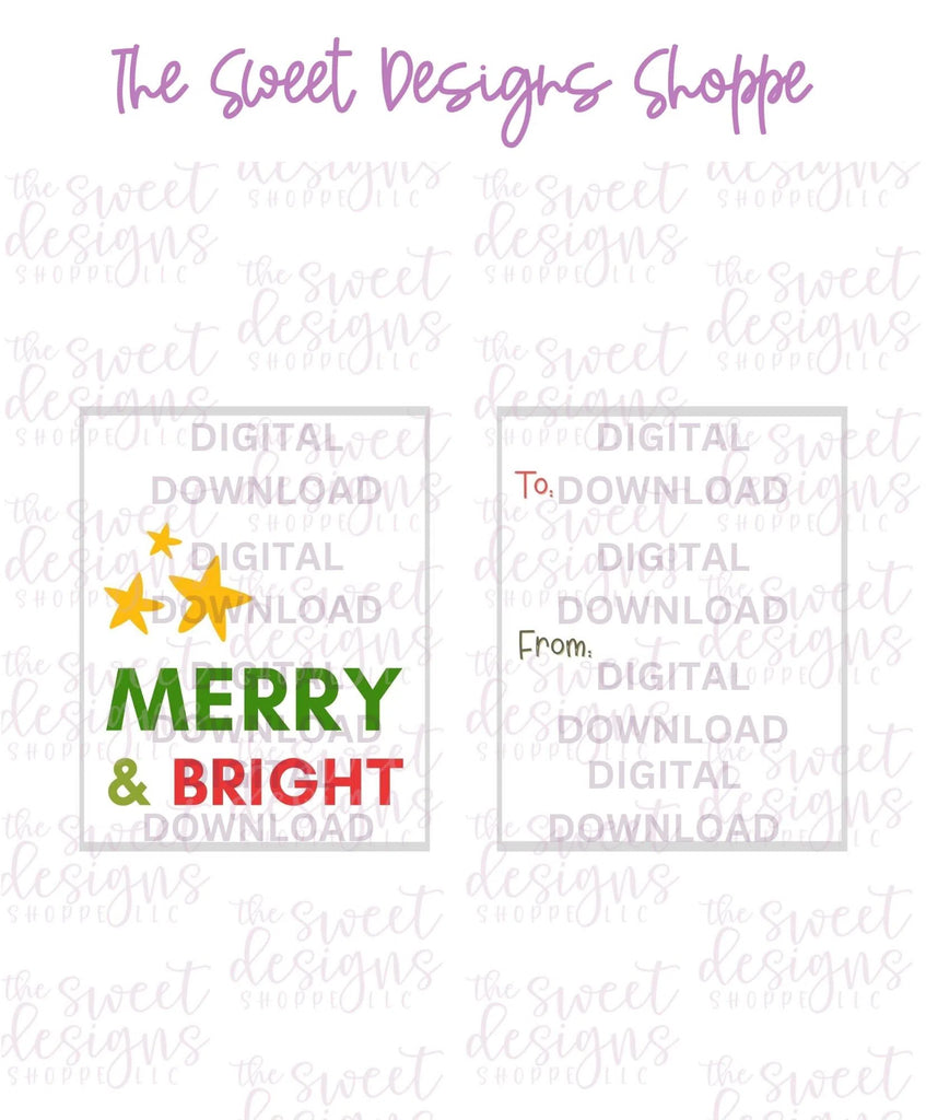E-TAG - Merry+Bright #5 - Digital Instant Download 2" x 2.5" tag - Sweet Designs Shoppe - - ALL, Christmas, Download, E-Tag, Promocode, rectangle, TAG, Tags