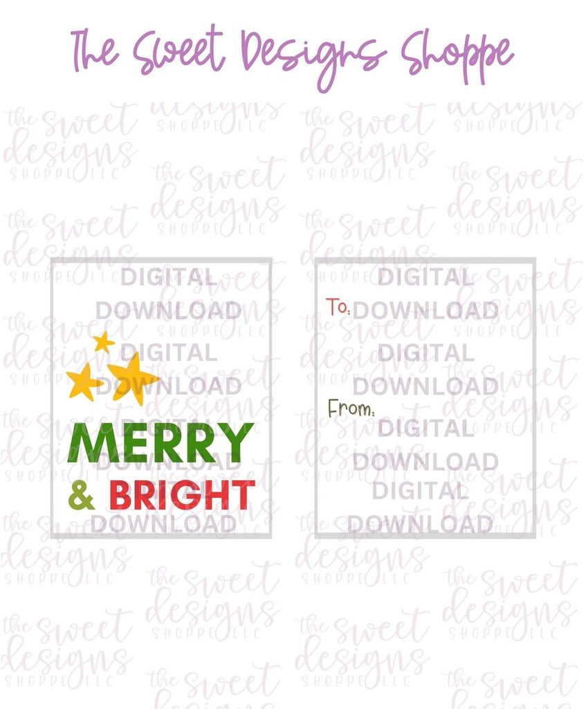 E-TAG - Merry+Bright #5 - Digital Instant Download 2" x 2.5" tag - The Sweet Designs Shoppe - - ALL, Christmas, Download, E-Tag, Promocode, rectangle, TAG, Tags