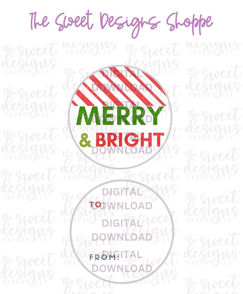 E-TAG - Merry+Bright #6 - Digital Instant Download 2" Round Tag - Sweet Designs Shoppe - - 2" Round, ALL, Christmas, Circle, Download, E-Tag, Promocode, Round Tag, TAG, Tags