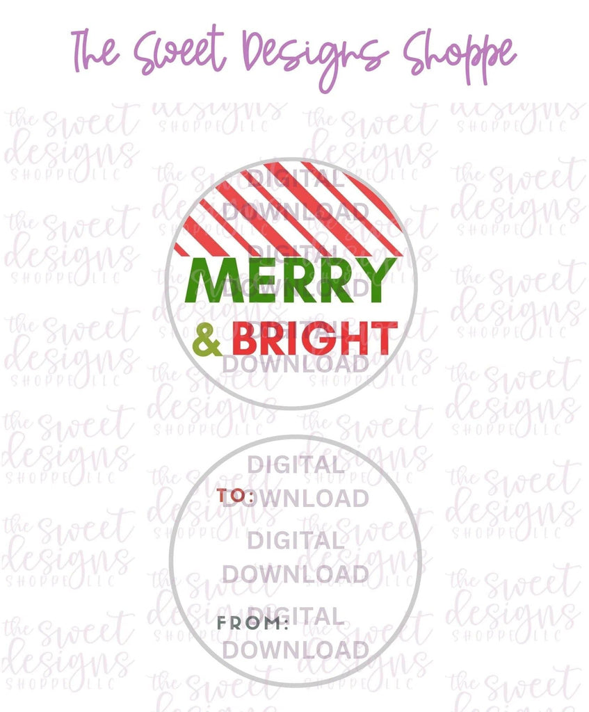 E-TAG - Merry+Bright #6 - Digital Instant Download 2" Round Tag - The Sweet Designs Shoppe - - 2" Round, ALL, Christmas, Circle, Download, E-Tag, Promocode, Round Tag, TAG, Tags