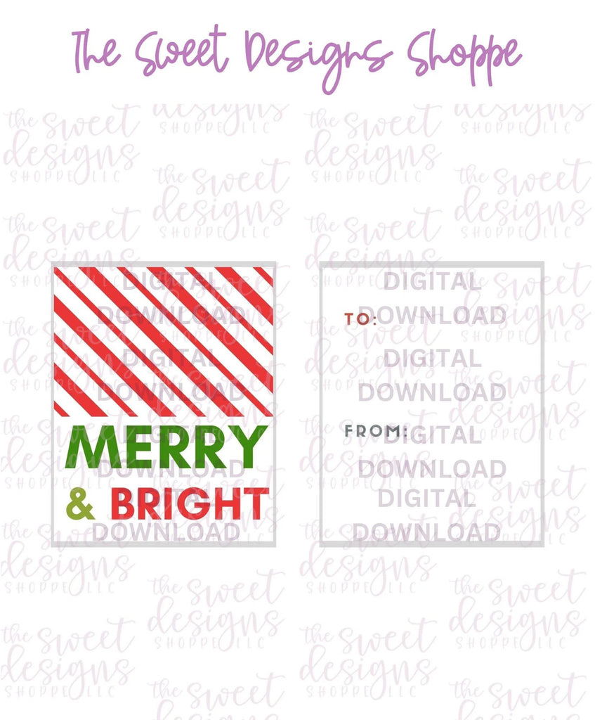 E-TAG - Merry+Bright #6 - Digital Instant Download 2" x 2.5" tag - Sweet Designs Shoppe - - ALL, Christmas, Download, E-Tag, Promocode, rectangle, TAG, Tags