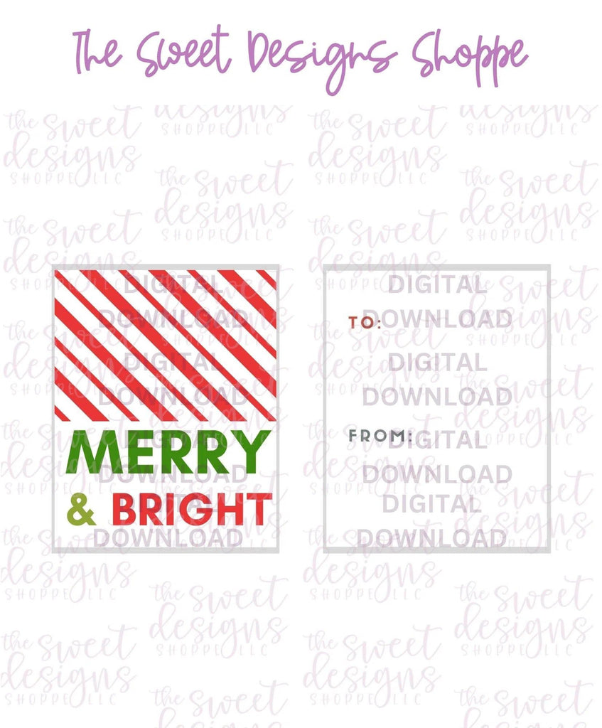 E-TAG - Merry+Bright #6 - Digital Instant Download 2" x 2.5" tag - The Sweet Designs Shoppe - - ALL, Christmas, Download, E-Tag, Promocode, rectangle, TAG, Tags