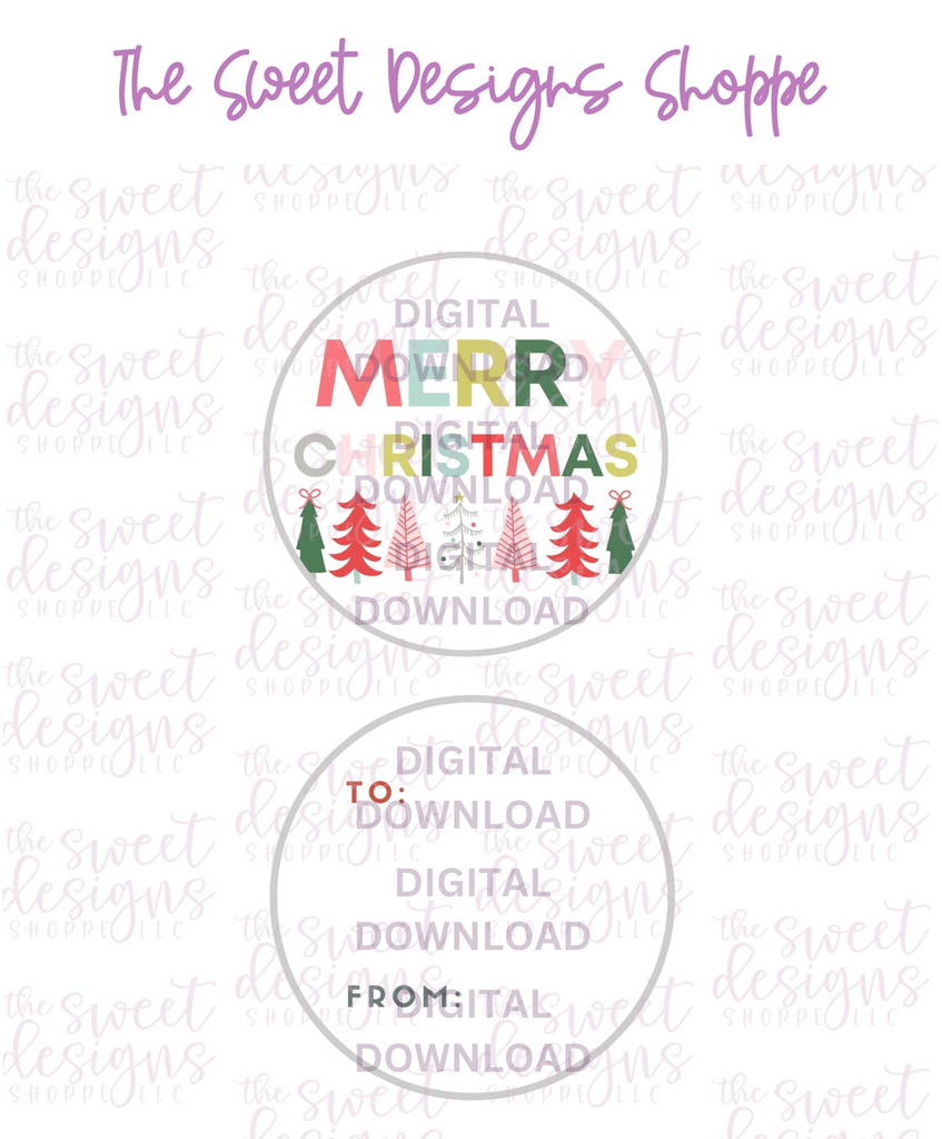 E-TAG - MerryChristmas #4 - Digital Instant Download 2" Round Tag - Sweet Designs Shoppe - - 2" Round, ALL, Christmas, Circle, Download, E-Tag, Promocode, Round Tag, TAG, Tags