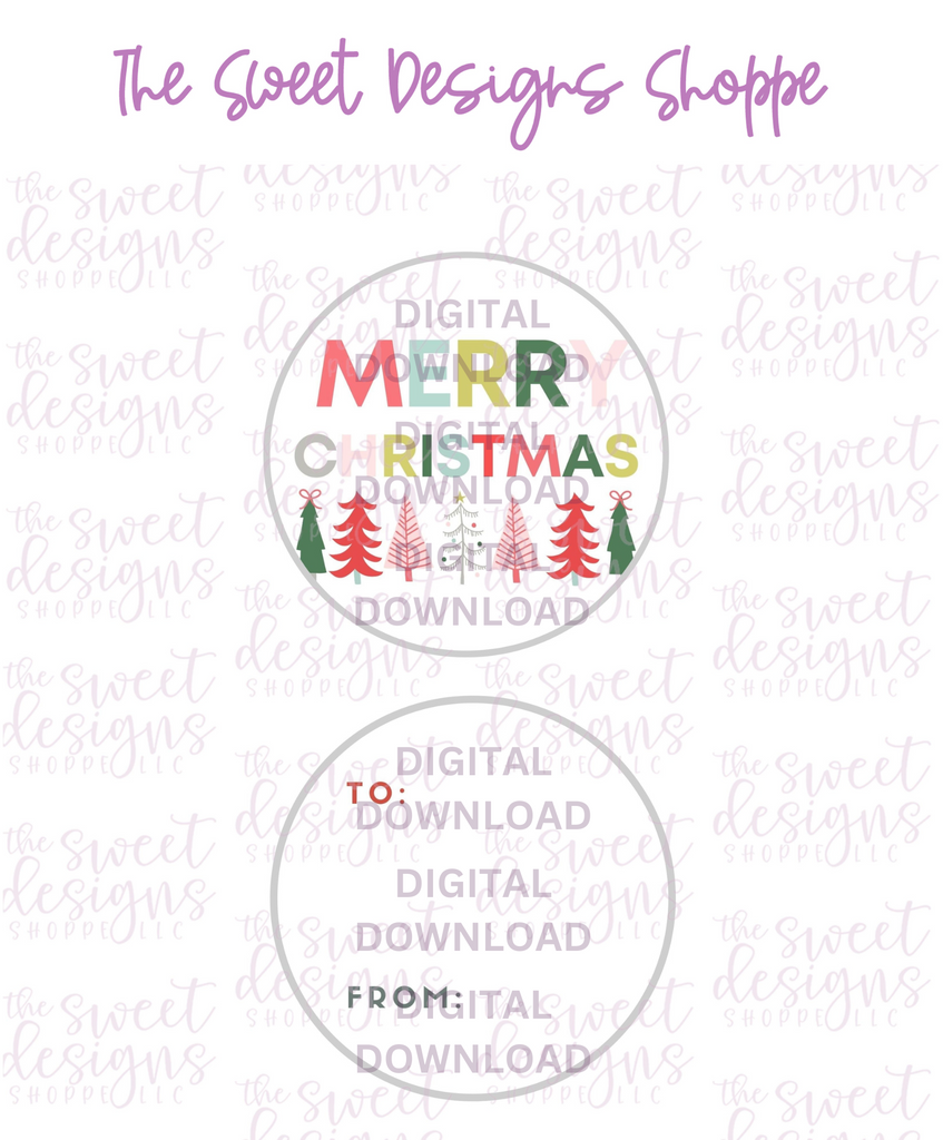 E-TAG - MerryChristmas #4 - Digital Instant Download 2" Round Tag - The Sweet Designs Shoppe - - 2" Round, ALL, Christmas, Circle, Download, E-Tag, Promocode, Round Tag, TAG, Tags