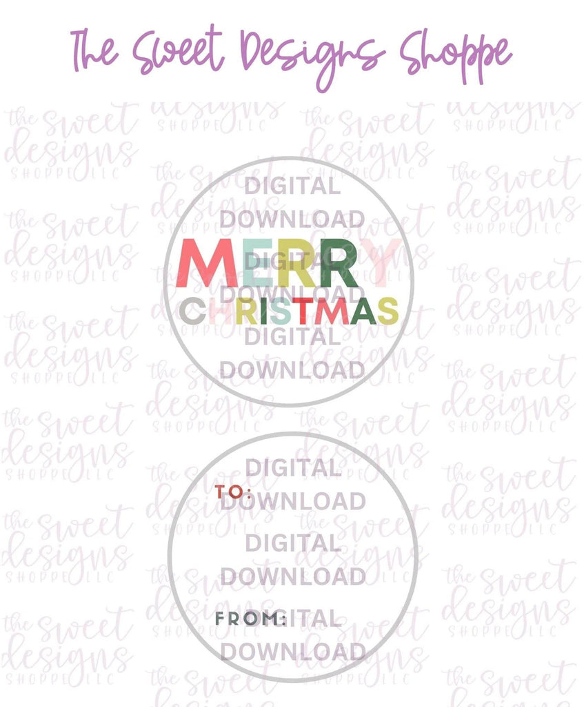 E-TAG - MerryChristmas #5 - Digital Instant Download 2" Round Tag - The Sweet Designs Shoppe - - 2" Round, ALL, Christmas, Circle, Download, E-Tag, Promocode, Round Tag, TAG, Tags