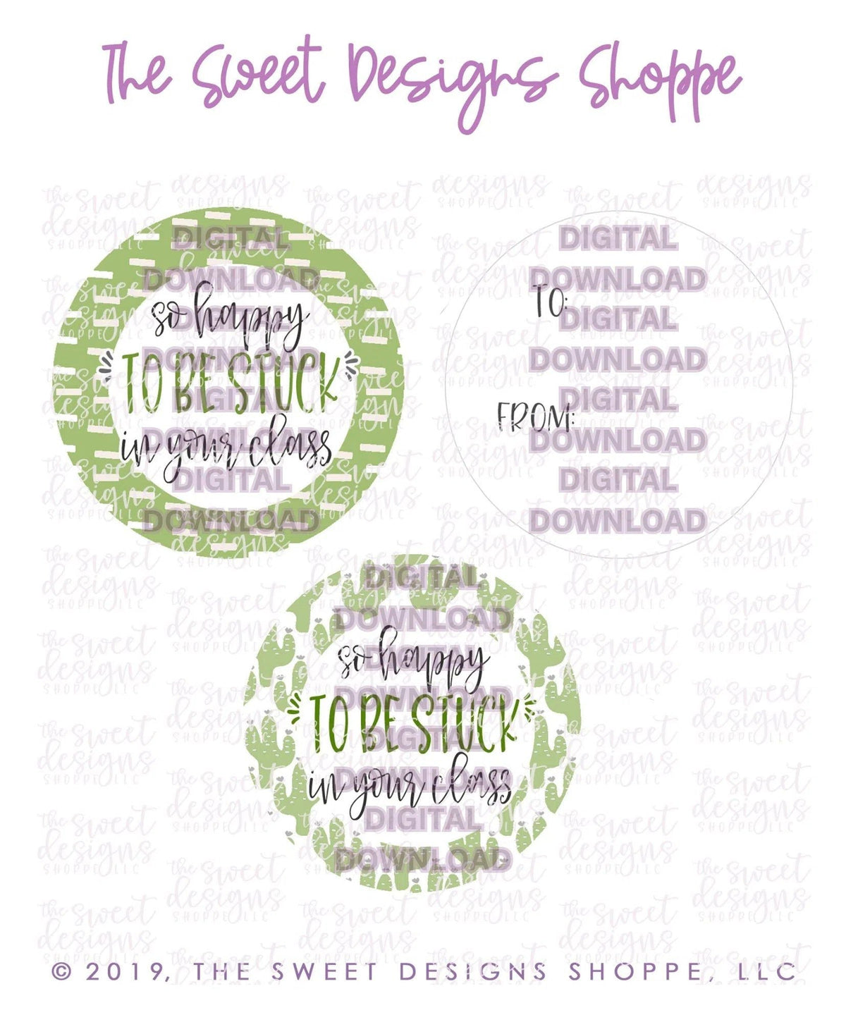 E-TAG - Stuck With You - Digital Instant Download 2" Round Tag - The Sweet Designs Shoppe - TSDS - - 2" Round,ALL,Back to School,cactus,dowload,E-Tag,plant,Promocode,Round Tag,School / Graduation,succulent,TAG,Tags,teacher,teacher appreciation