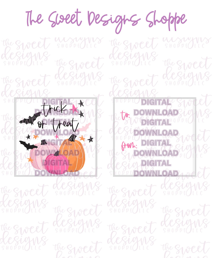 E-TAG - Trick or Treat #1 - Digital Instant Download 2" x 2" Tag - Sweet Designs Shoppe - - ALL, Download, E-Tag, halloween, Promocode, square, TAG, Tags