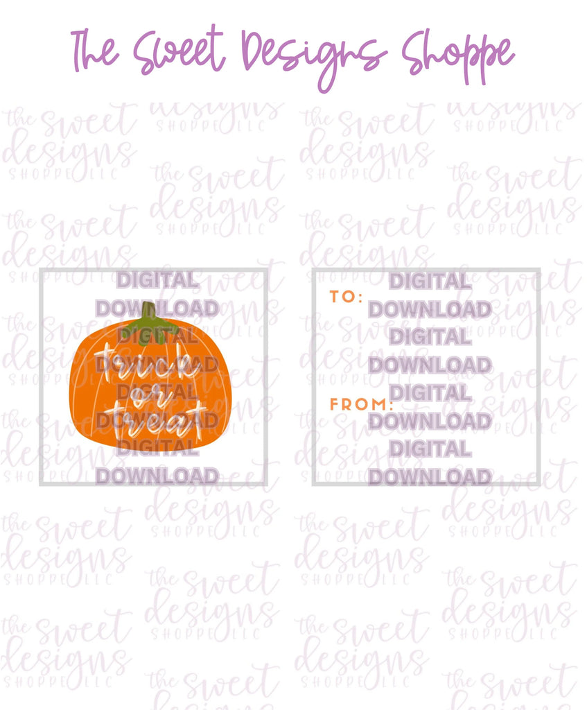 E-TAG - Trick or Treat #2 - Digital Instant Download 2" x 2" Tag - Sweet Designs Shoppe - - ALL, Download, E-Tag, halloween, Promocode, square, TAG, Tags