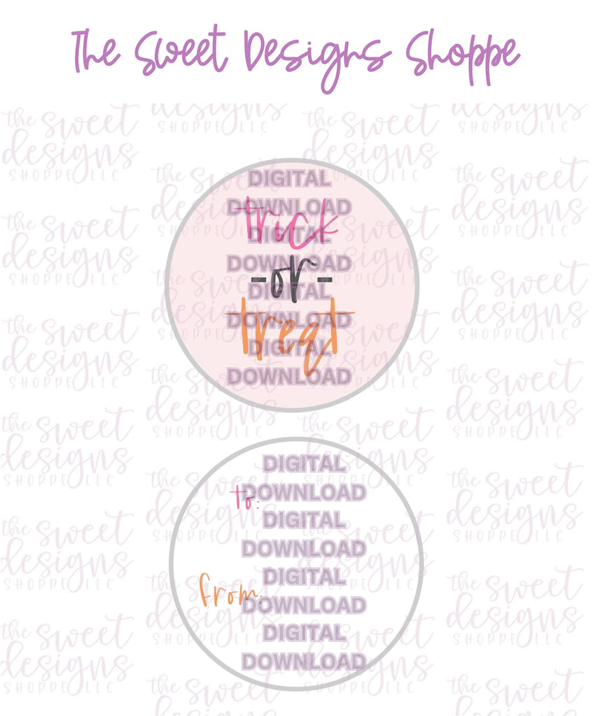 E-TAG - Trick or Treat #3 - Digital Instant Download 2" Round Tag - The Sweet Designs Shoppe - TSDS - - 2" Round,ALL,Circle,Download,E-Tag,Halloween,Promocode,Round Tag,TAG,Tags