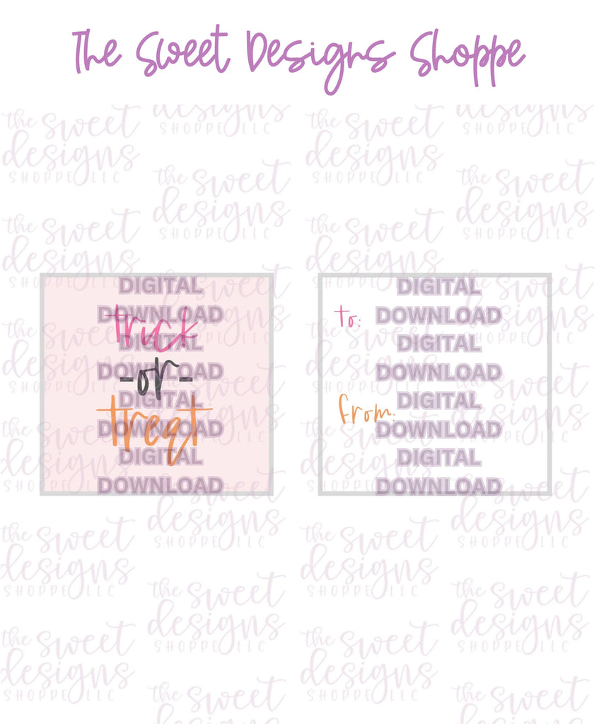 E-TAG - Trick or Treat #3 - Digital Instant Download 2" x 2" Tag - Sweet Designs Shoppe - - ALL, Download, E-Tag, halloween, Promocode, square, TAG, Tags