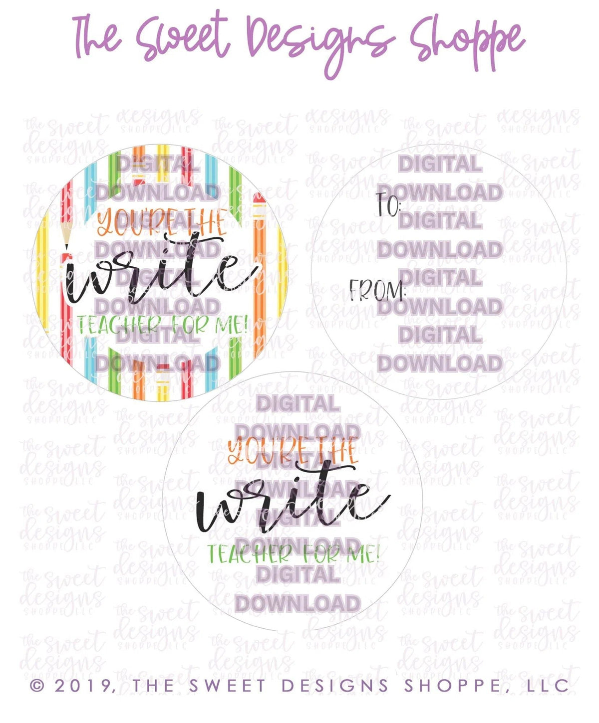 E-TAG - Write Teacher - Digital Instant Download 2" Round Tag - The Sweet Designs Shoppe - TSDS - - 2" Round,ALL,Back to School,dowload,E-Tag,Promocode,Round Tag,School / Graduation,TAG,Tags,teacher,teacher appreciation