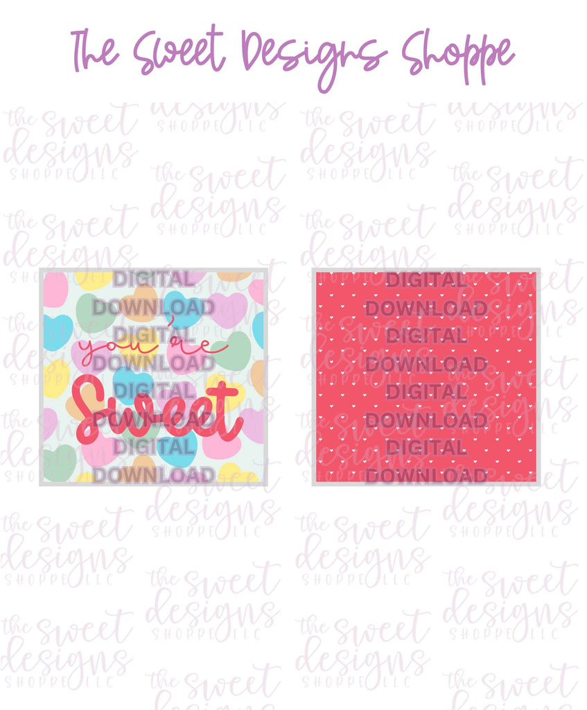 E-TAG - You're Sweet - Digital Instant Download 2" x 2" Tag - The Sweet Designs Shoppe - - ALL, Download, E-Tag, Promocode, square, TAG, Tags, valentine, valentines