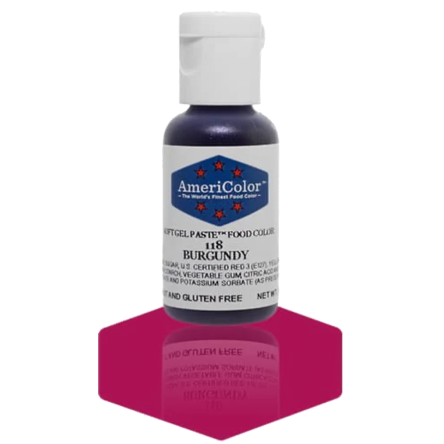 Food Colors - Americolor Soft Gel Paste - Burgundy - Select Size - Food Color - AmeriColor - 0.75oz - Americolor SoftGel Paste - Burgundy - 118 - ALL,AmeriColor,color,edible,Food Color,Food Coloring,Food Colors,Gel,liquid food coloring,Paste,Promocode,Soft Gel Paste