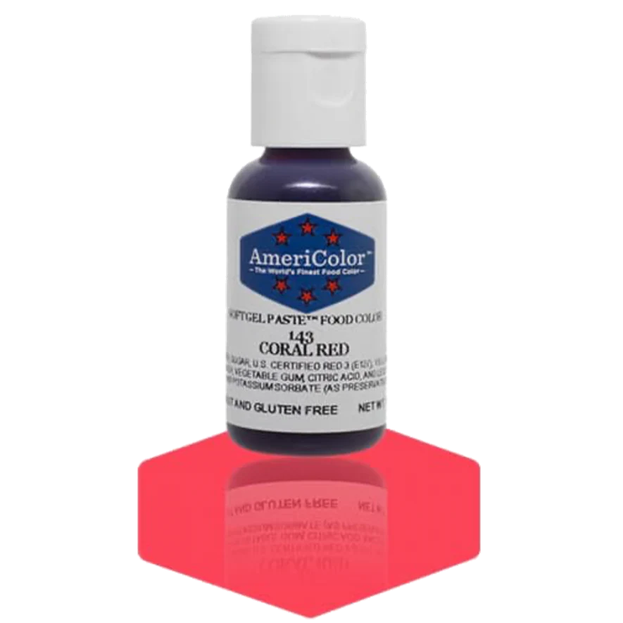 Food Colors - Americolor Soft Gel Paste - Coral Red - Select Size - Food Color - AmeriColor - 0.75oz - Americolor SoftGel Paste - Coral Red - 143 - ALL,AmeriColor,color,edible,Food Color,Food Coloring,Food Colors,Gel,liquid food coloring,Paste,Promocode,Soft Gel Paste