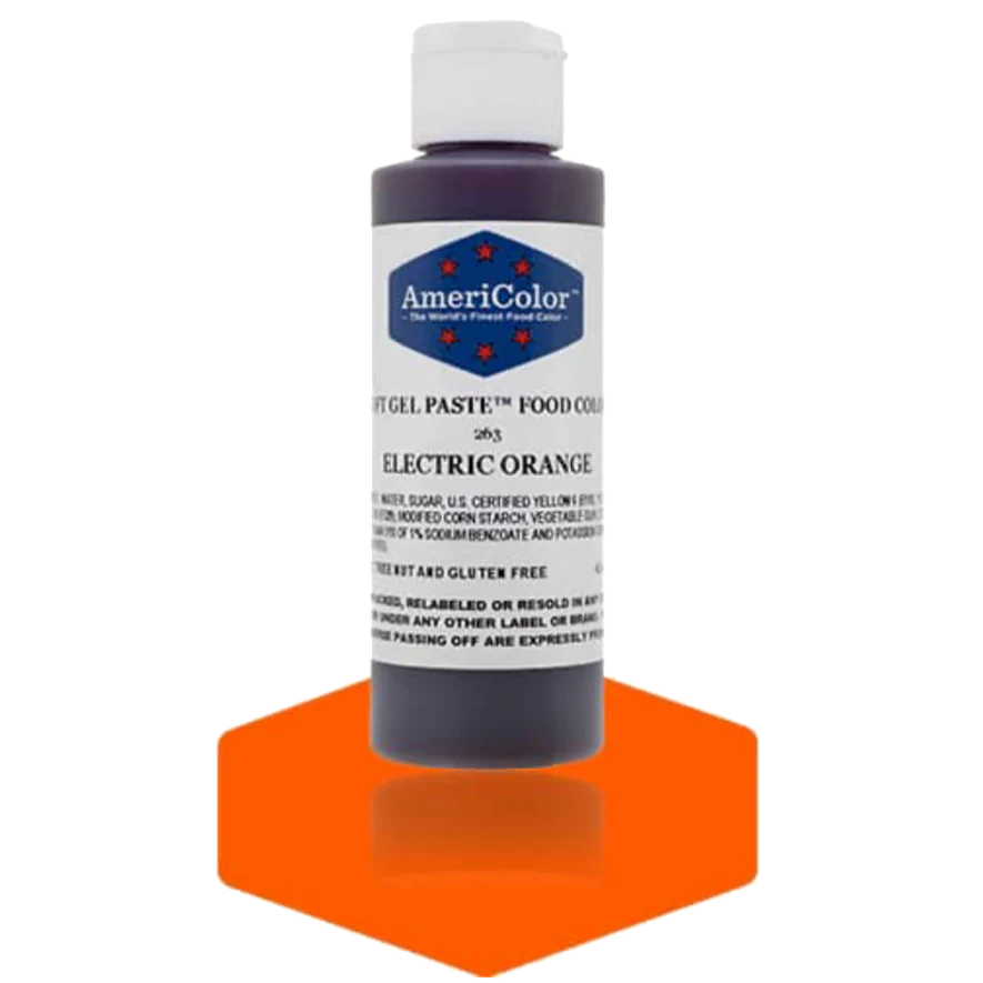 Food Colors - Americolor Soft Gel Paste - Electric Orange - Select Size - Food Color - AmeriColor - 4.5 oz - Americolor SoftGel Paste - Electric Orange - 263 - ALL,AmeriColor,color,edible,Food Color,Food Coloring,Food Colors,Gel,liquid food coloring,Paste,Promocode,Soft Gel Paste