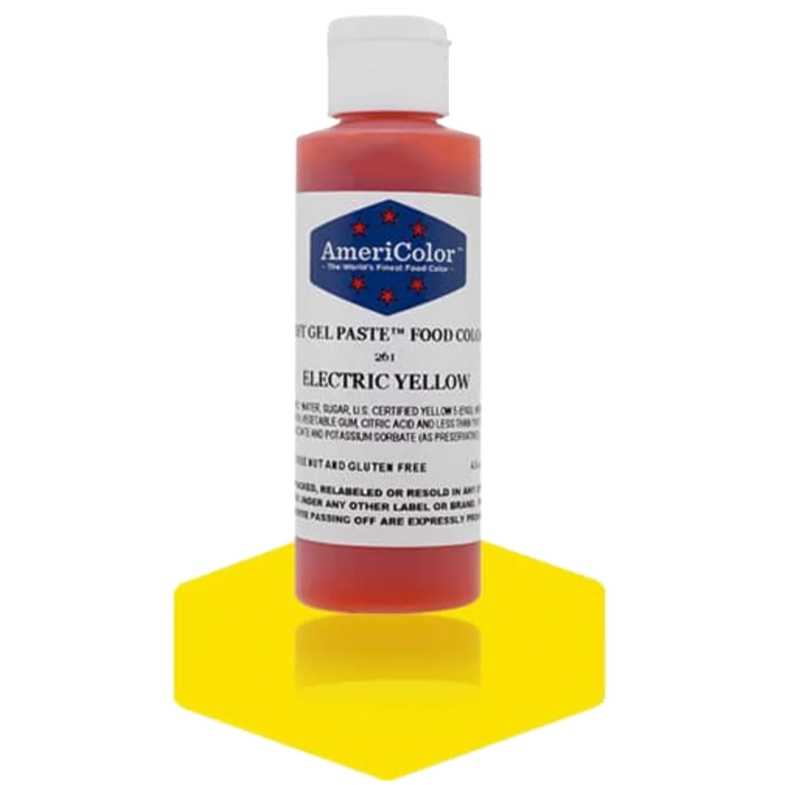Food Colors - Americolor Soft Gel Paste - Electric Yellow - Select Size - Food Color - AmeriColor - 4.5 oz - Americolor SoftGel Paste - Electric Yellow - 261 - ALL,AmeriColor,color,edible,Food Color,Food Coloring,Food Colors,Gel,liquid food coloring,Paste,Promocode,Soft Gel Paste