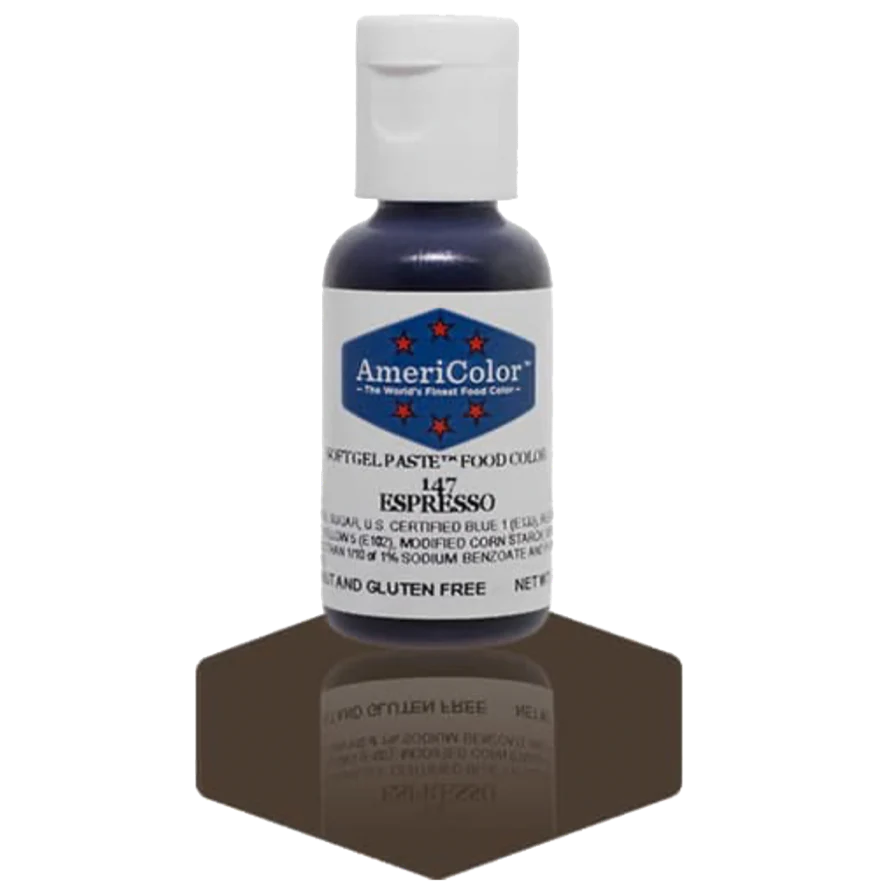 Food Colors - Americolor Soft Gel Paste - Espresso - Select Size - Food Color - AmeriColor - 0.75oz - Americolor SoftGel Paste - Espresso - 147 - ALL,AmeriColor,color,edible,Food Color,Food Coloring,Food Colors,Gel,liquid food coloring,Paste,Promocode,Soft Gel Paste
