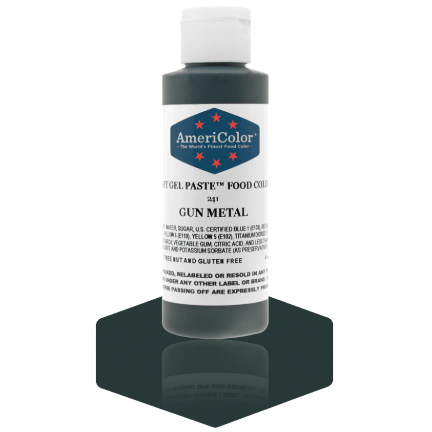 Food Colors - Americolor Soft Gel Paste - Gun Metal - Select Size - Food Color - AmeriColor - 4.5 oz - Americolor SoftGel Paste - Gun Metal- 241 - ALL,AmeriColor,color,edible,Food Color,Food Coloring,Food Colors,Gel,gumetal,liquid food coloring,Paste,Promocode,Soft Gel Paste
