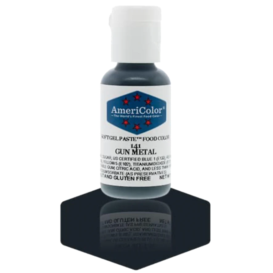 Food Colors - Americolor Soft Gel Paste - Gun Metal - Select Size - Food Color - AmeriColor - - ALL,AmeriColor,color,edible,Food Color,Food Coloring,Food Colors,Gel,gumetal,liquid food coloring,Paste,Promocode,Soft Gel Paste