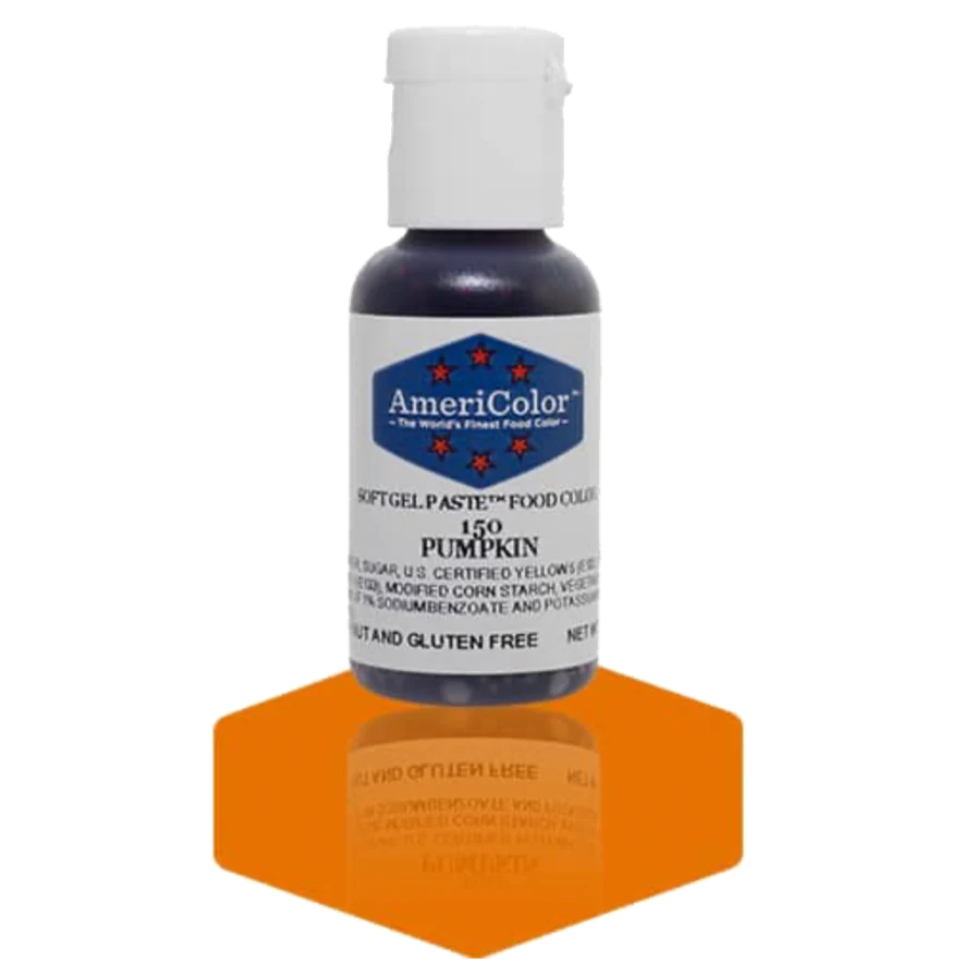 Food Colors - Americolor Soft Gel Paste - Pumpkin - Select Size - Food Color - AmeriColor - 0.75oz - Americolor SoftGel Paste - Pumpkin - 150 - ALL,AmeriColor,color,edible,Food Color,Food Coloring,Food Colors,Gel,liquid food coloring,Paste,Promocode,Soft Gel Paste